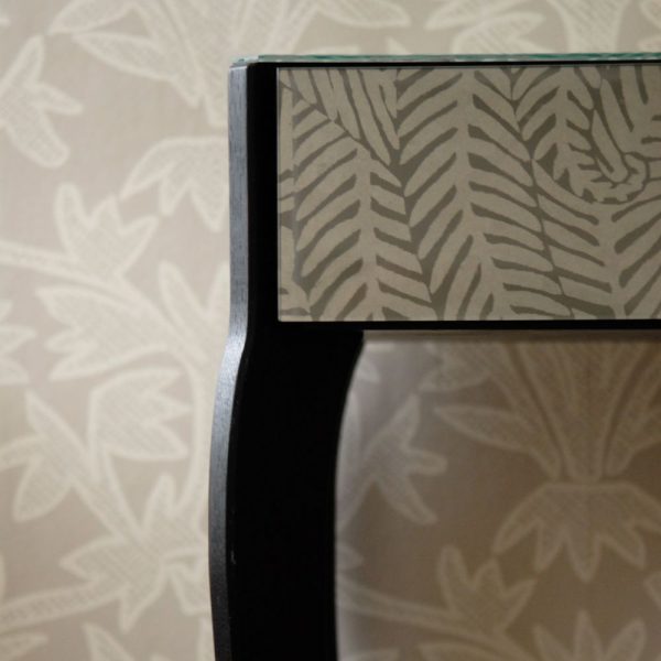 Hand made furniture printed glass mirror gesso hand printed wallpaper hand printed fabric